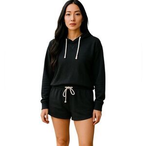 Black Hoodie and Shorts Set